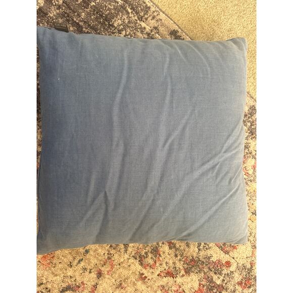 KUK May Embroidered Linen Pillow seashells Nautcial Blue white 20" x 20" square - Picture 6 of 7